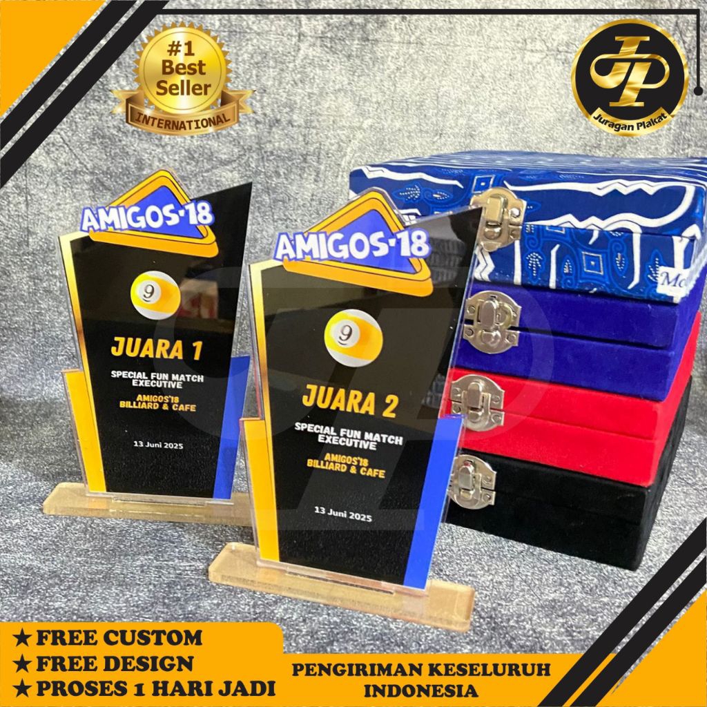 Plakat, Piala basket, Plakat akrilik custom, Piala custom, Plakat penghargaan, Plakat billiard