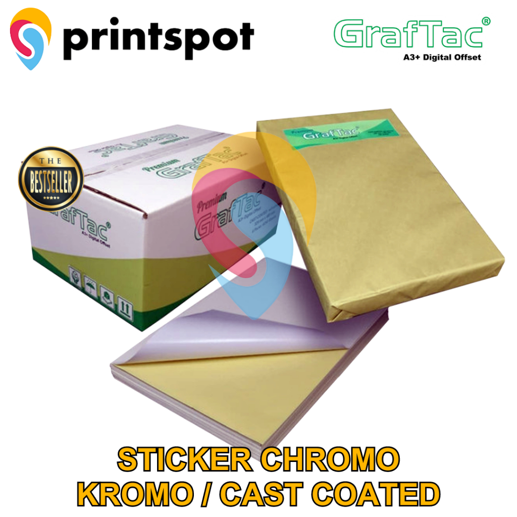 

Paket Hemat 4 Pack Graftac Stiker Kromo Bontak A3+ Sticker Kertas Chromo Cast Coated Digital Print - 4 Pack