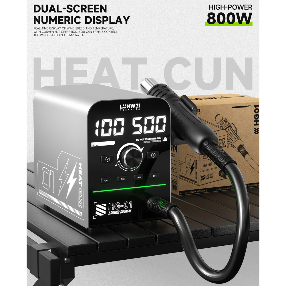 Blower LUOWEI HG-01 Intelligent Digital Display Hot Air Gun 800W High-power Large Fan for Mobile Pho