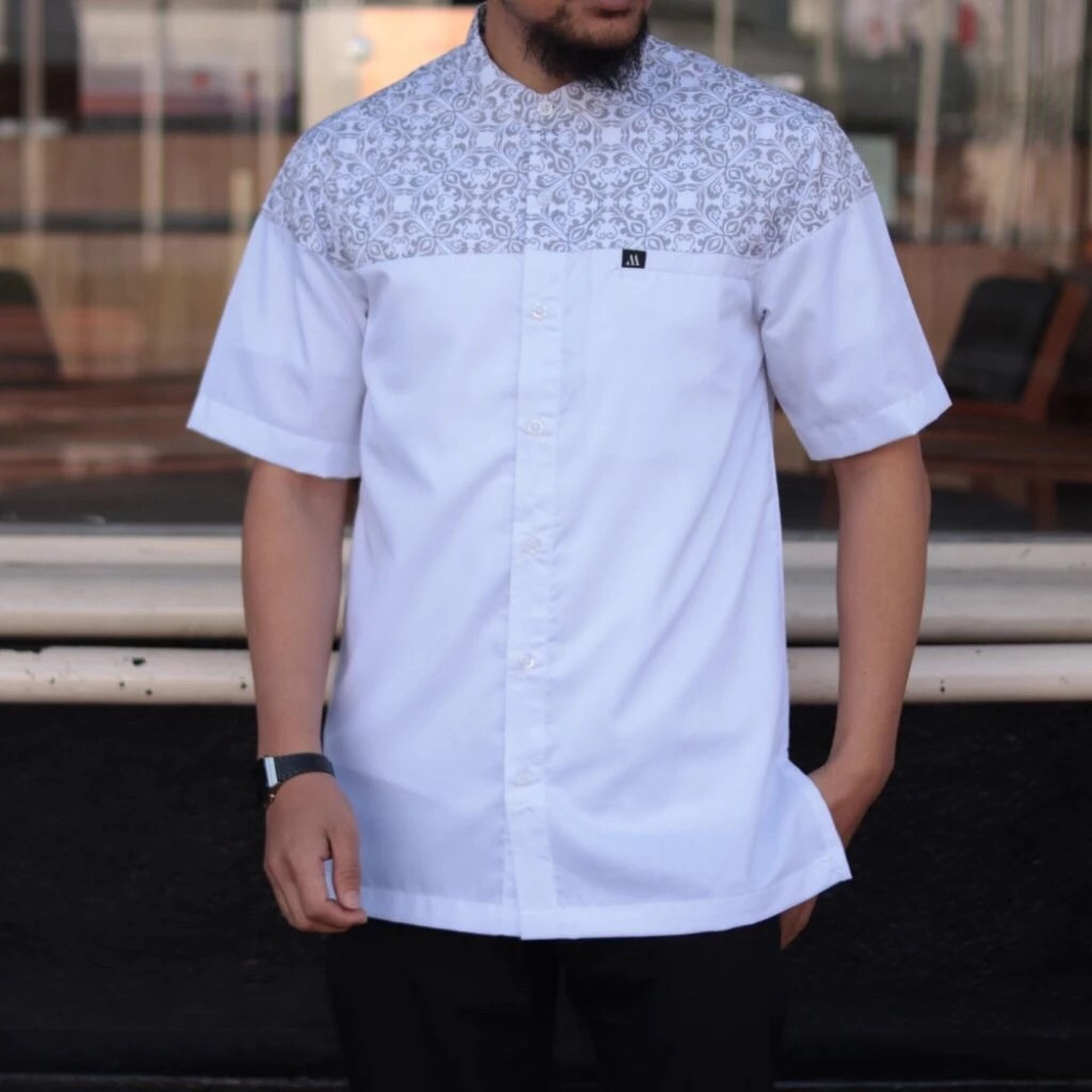 Kemeja Koko Marajo Motif Batik Elegan Kurta Lengan Pendek Motif Z