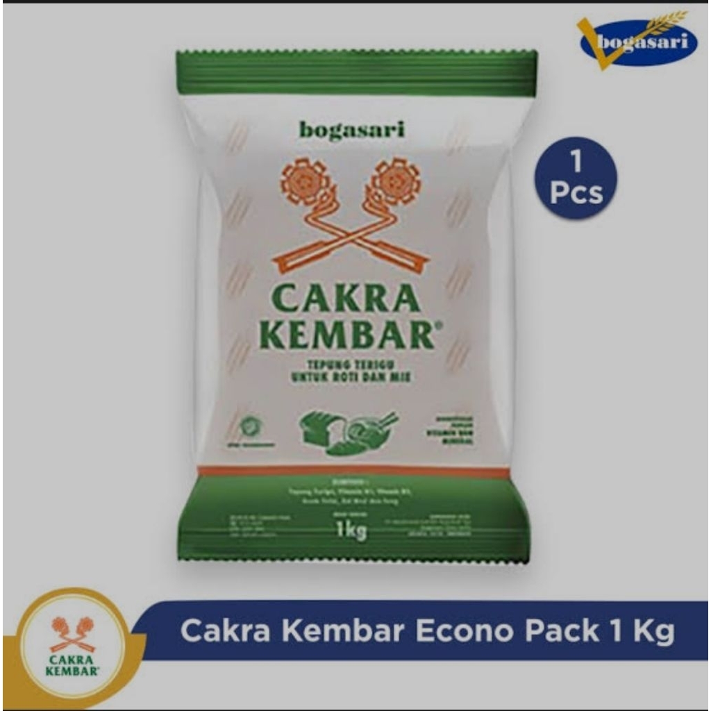 

Tepung Terigu Cakra Kembar Bogasari 1kg