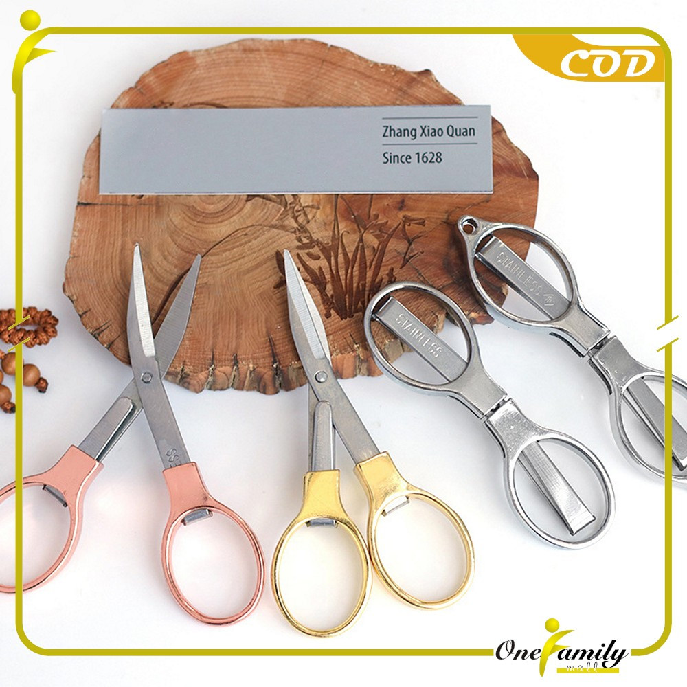 

EC ONE-C1199 Gunting Lipat Portable Bahan Stainless Steel / Gunting Lipat Mini Gunting Travel Scissors Serbaguna Model Kacamata