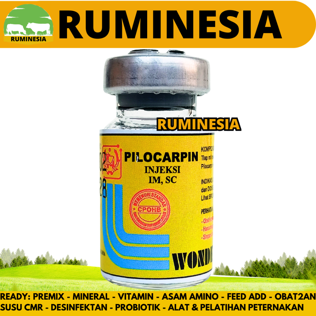 PILOCARPIN INJ 5ML WONDER - Obat Kembung Hewan & Kolik Sapi Kuda Kambing Domba Anjing Kucing