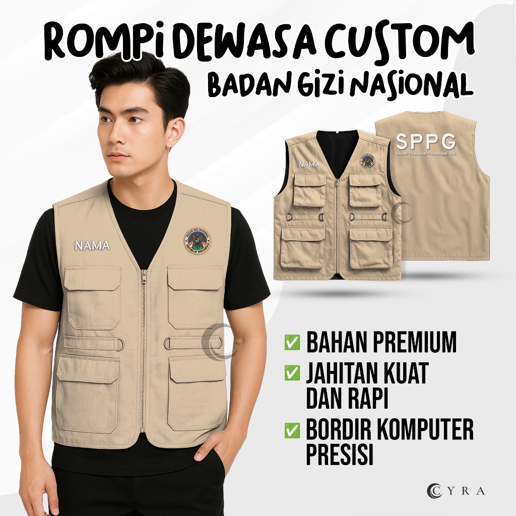 Rompi Dewasa Custom Badan Gizi Nasional BGN SPPG 002