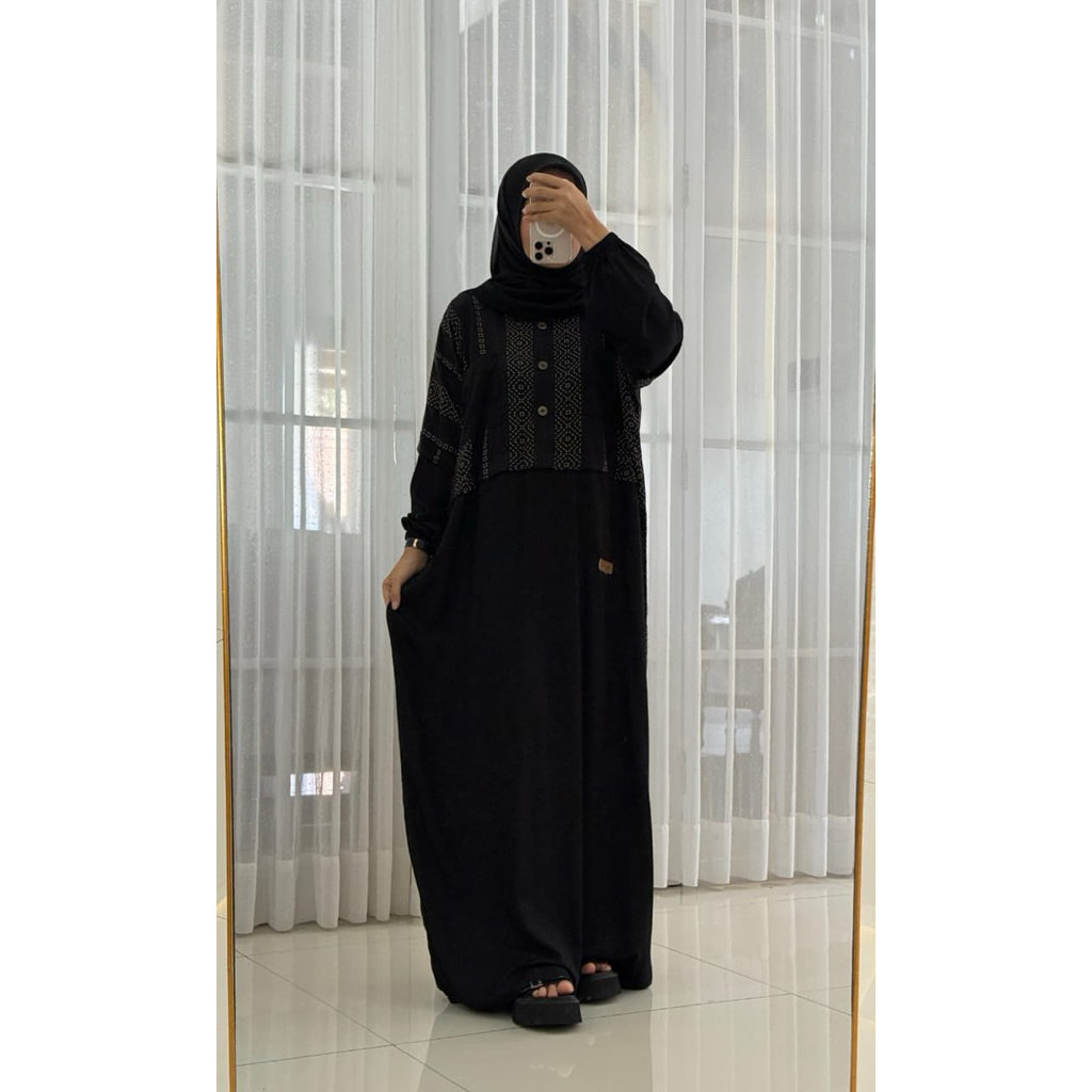KAFTAN HITAM NADHEEFA STORE TERBARU (READY)