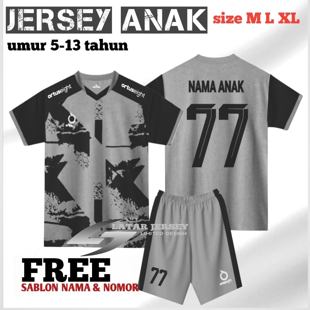 Baju Bola Anak Free Sablon Nama + Nomor Baju Futsal Badminton Terbaru 2025