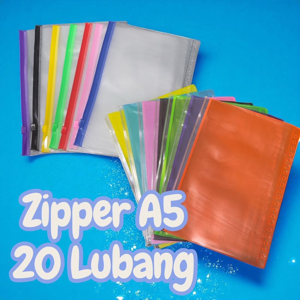 

A5 Ziplock stationary pouch 20 lubang kantong serbaguna plastik PVC super tebal