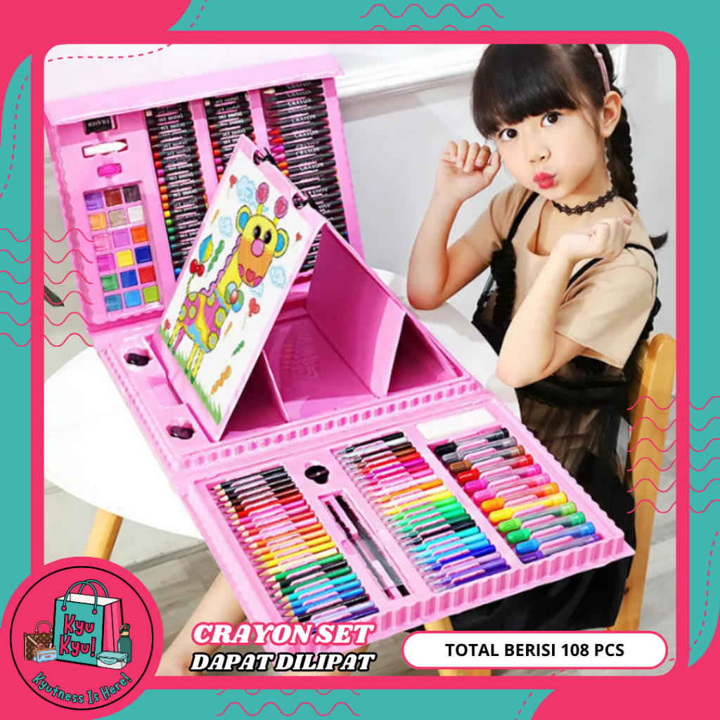 

KyuKyu! Alat Lukis Set 208PCS Crayon Oil Paste Pensil Warna Cair dengan Box