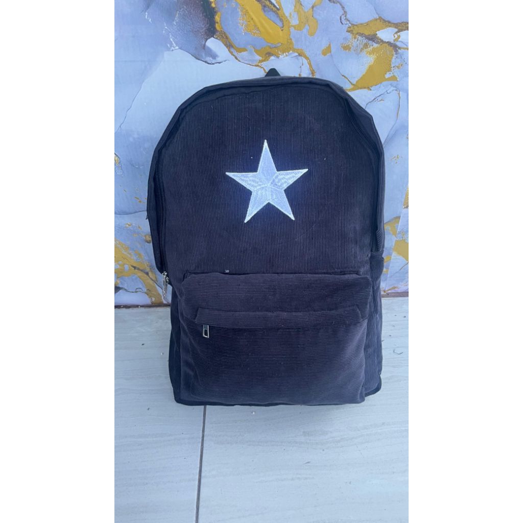 tas koduroy pria wanita motif bintang