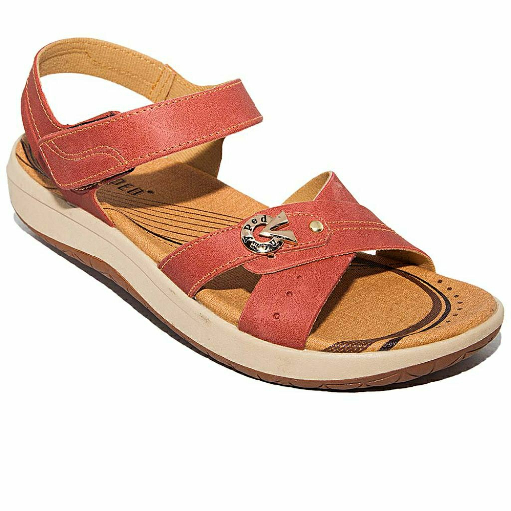 Homyped Karina TN46 Sepatu Sandal Heels Wanita Casual Model Slip On Tali Strap Bata Merah