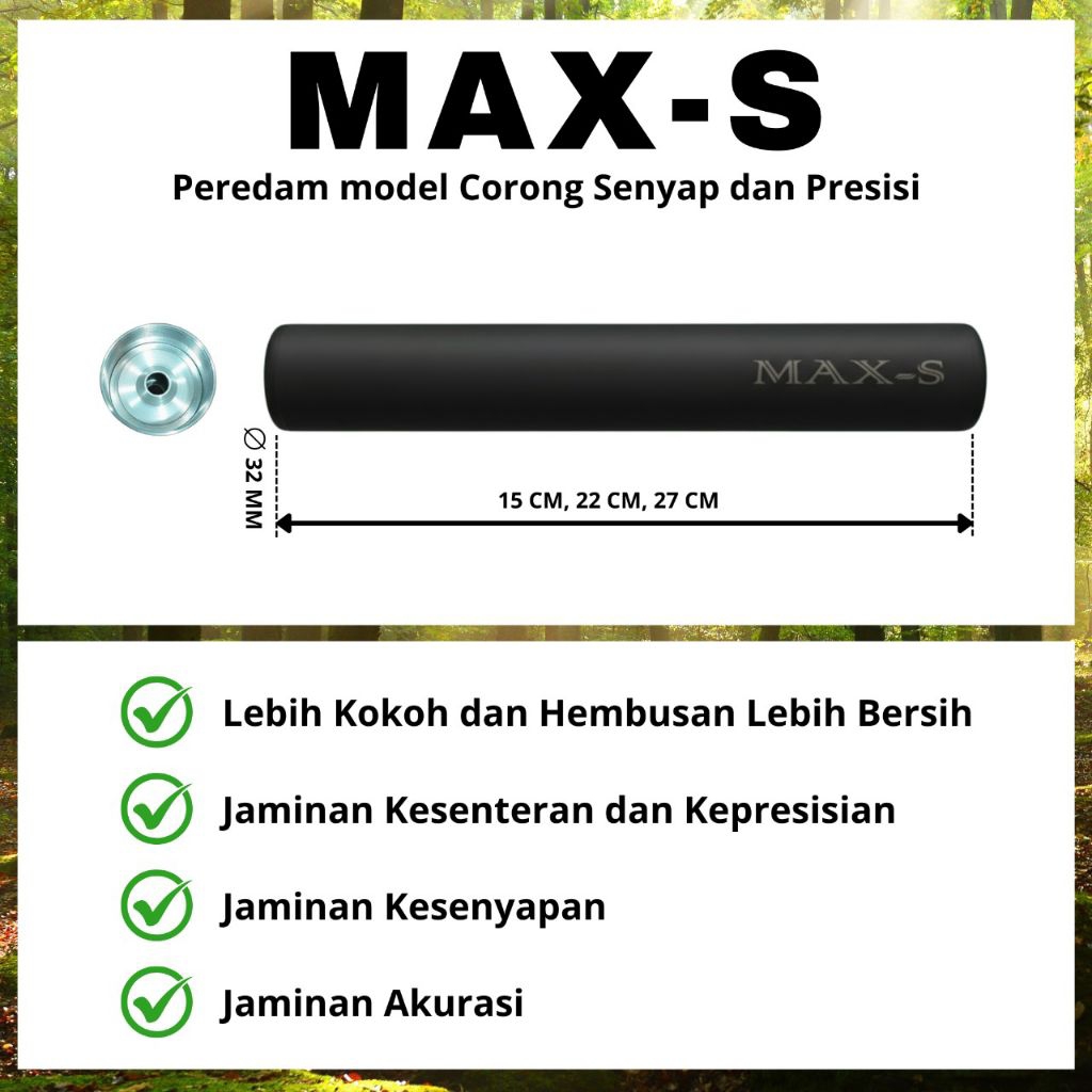 Peredam Corong MAX-S Senyap dan Presisi OD 32 mm tebal pipa 1,5 mm