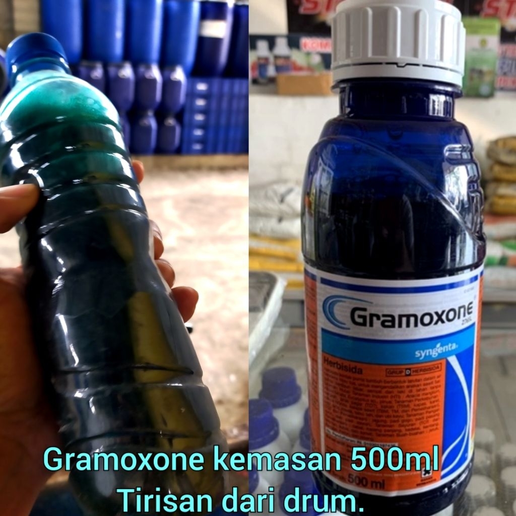 obat rumput jenis gramoxone kemasan 500ml.tirisan dr drum.sangat ampuh membasmi rumput.dosis 150ml u