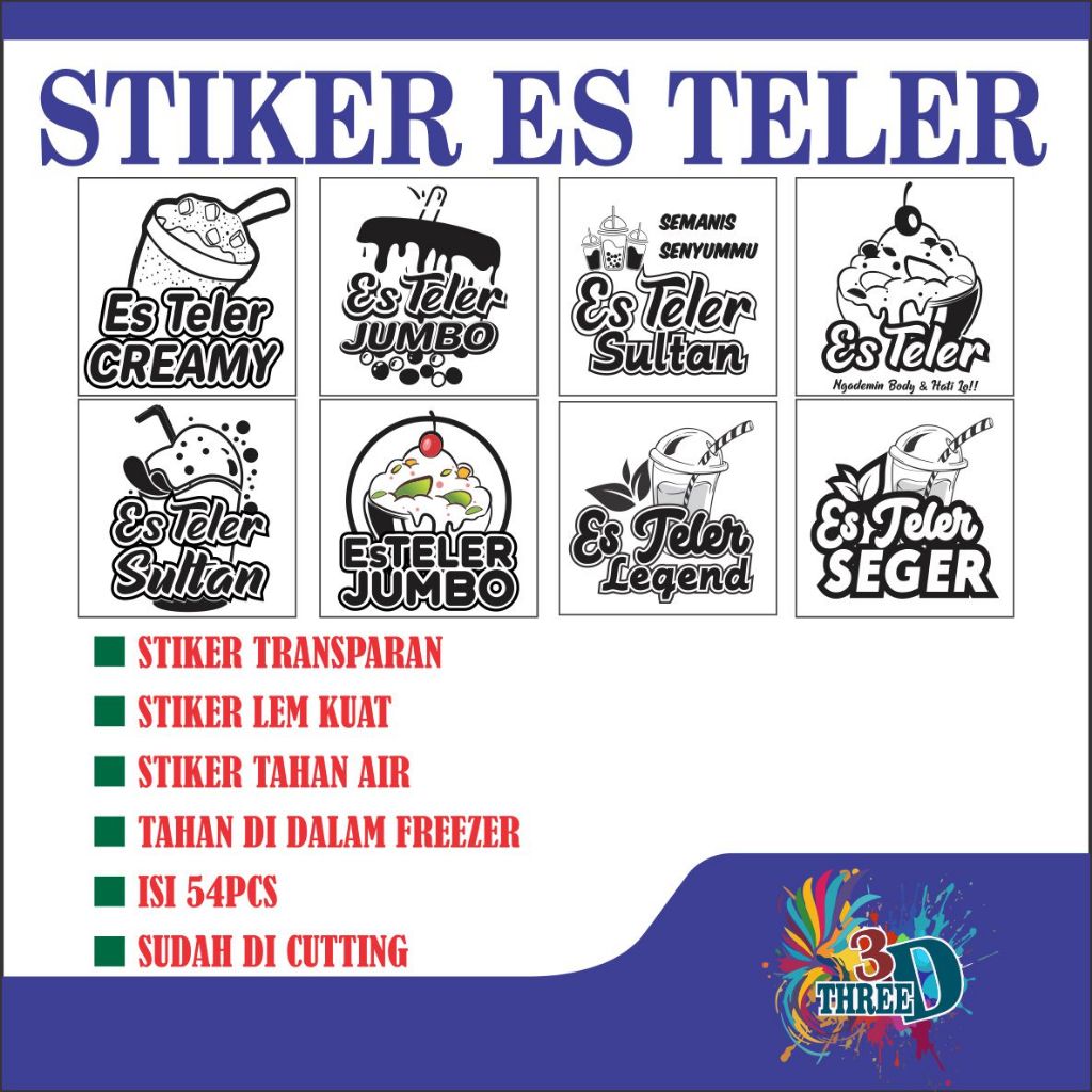 

STIKER GELAS CUP MINUMAN ES TELER | STIKER GELAS CUP TRANSPARAN | STIKER ES TELER