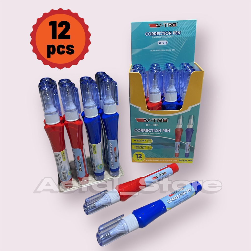 

(12 pcs) Tipe X Cair Correction Fluid Ujung Besi V-tro CF-315