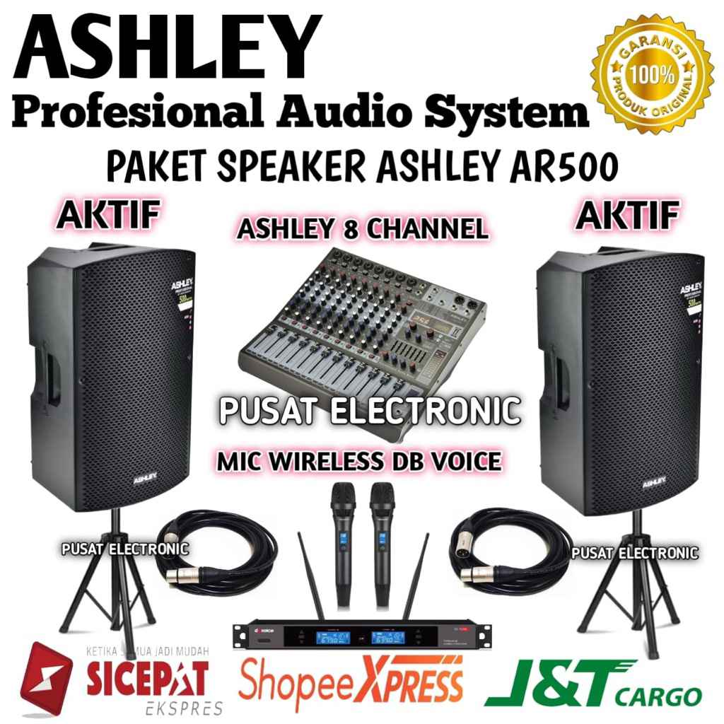 Paket Sound System Speaker Aktif Ashley Ar500 Original Speaker Aktif Ashley 15inch