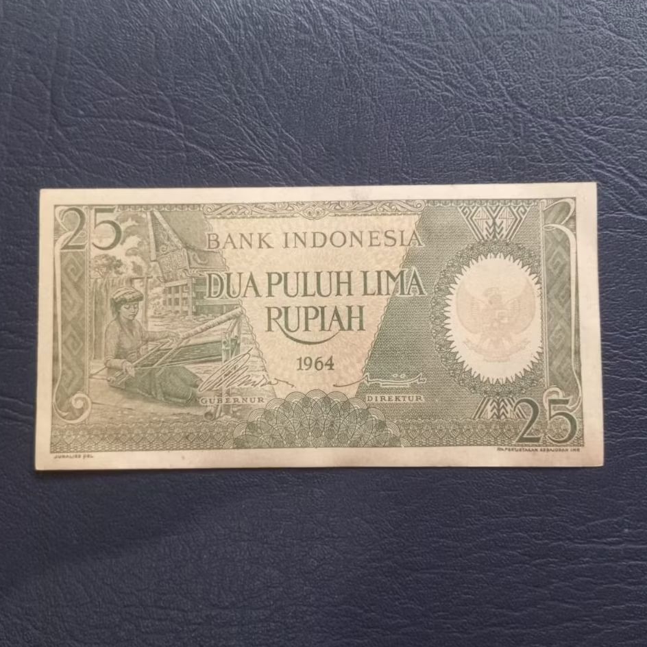Uang kuno kertas 25 rupiah seri pekerja tangan