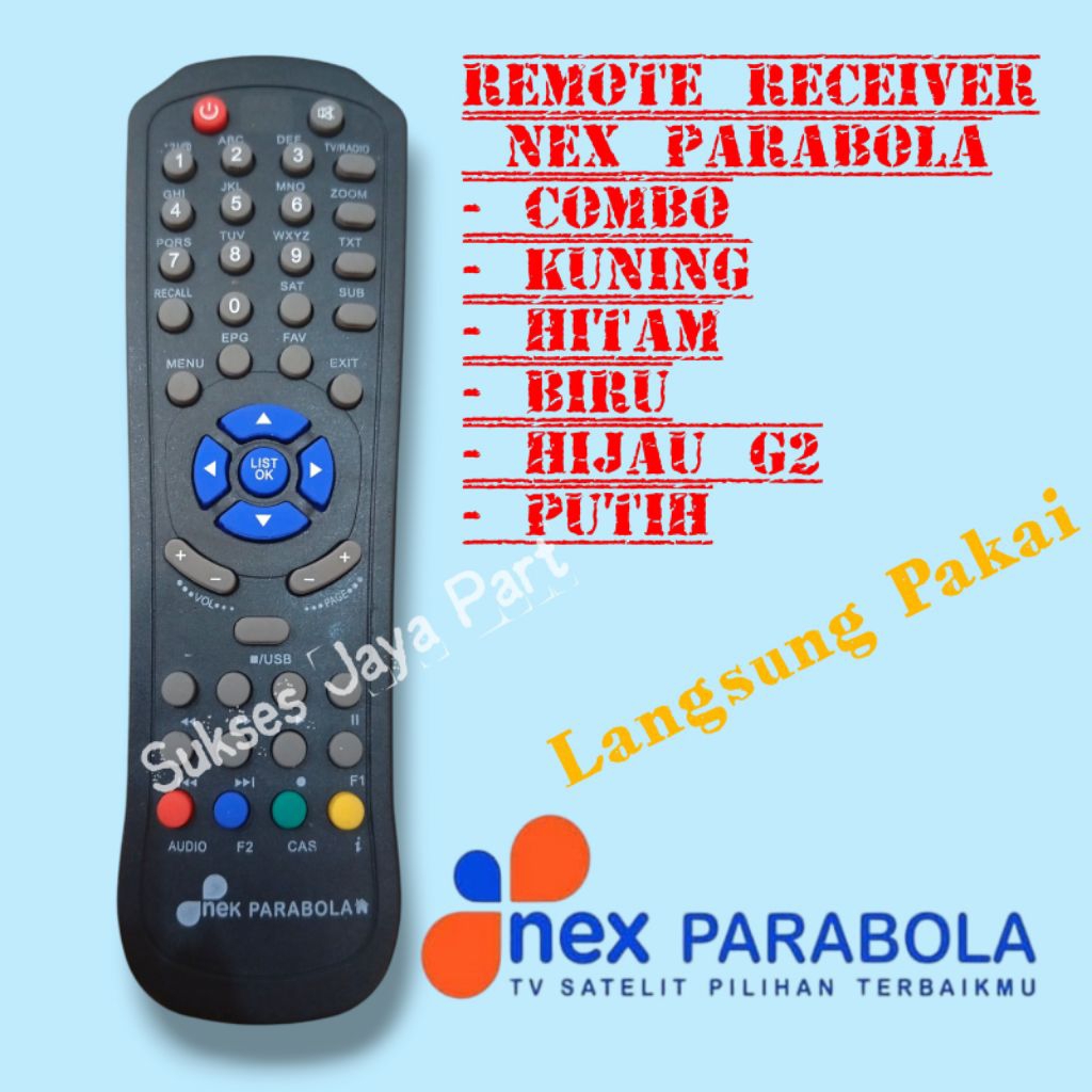 Remote Nex Parabola Logo Original Nex parabola kuning Hitam biru