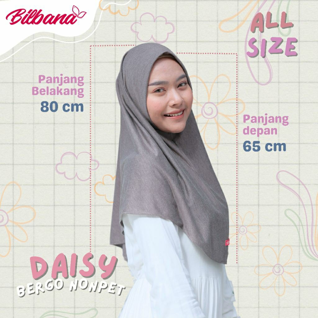 Jilbab Bergo Nonpet DAISY by Bilbana –Rayon Twotone | Adem, Jatuh, dan Nyaman Dipakai Seharian