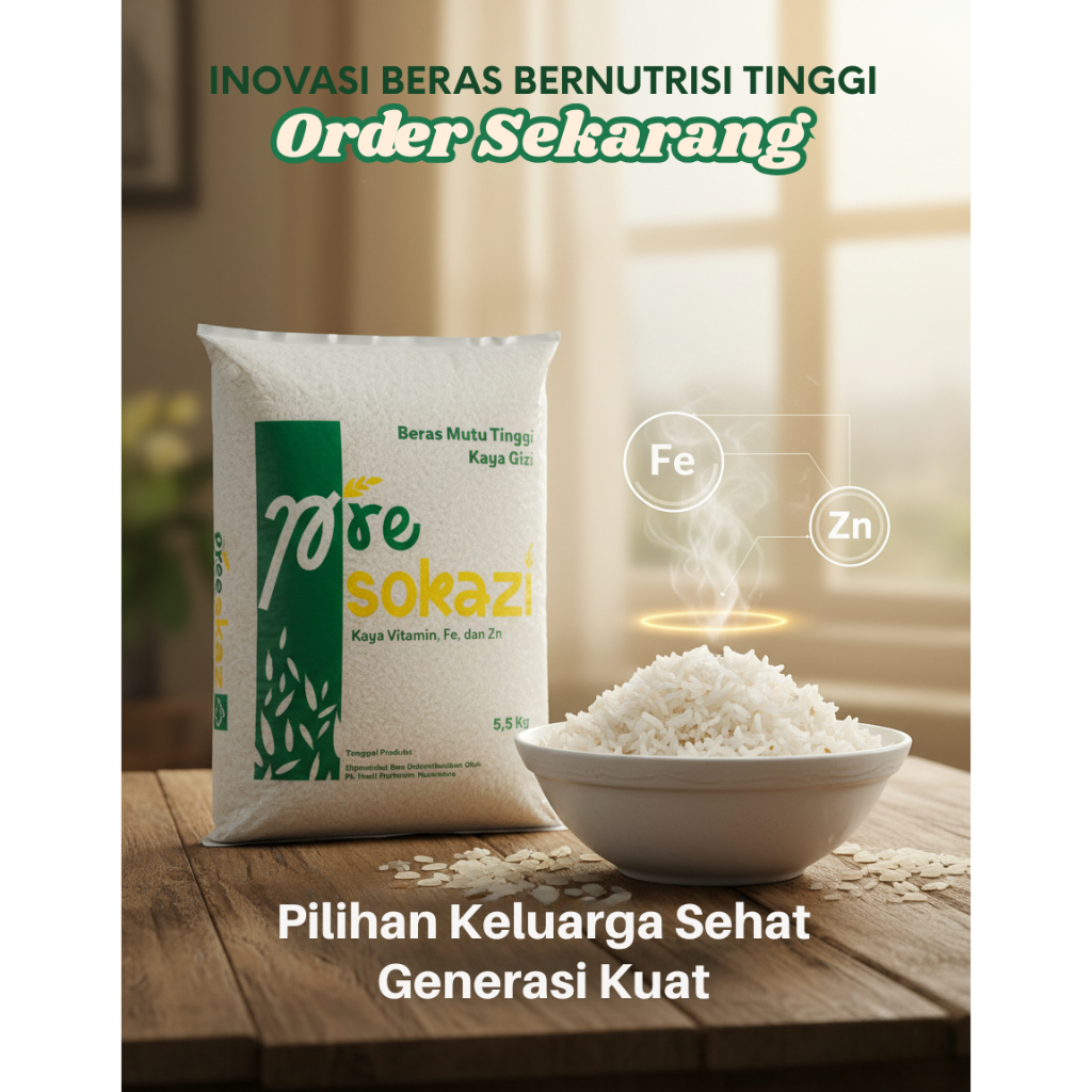 

PRESOKAZI: Beras Istimewa Premium VIP inovasi UGM Cegah Stunting Nasi Pulen Bergizi Fe dan Zn| 2.5KG