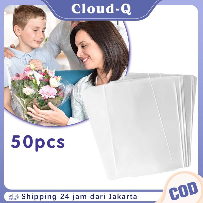 50Pcs 50X50CM Kertas Buket Cellophane Opp Transparant Tebal / Bungkus Buket Plastik / Kertas Buket B