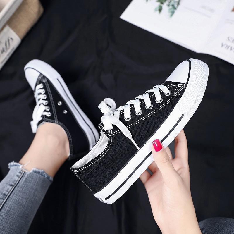 Sneakers canvas Kanvas Bertali kasual Sepatu Tali Sekolah Kanvas Murah Kasual