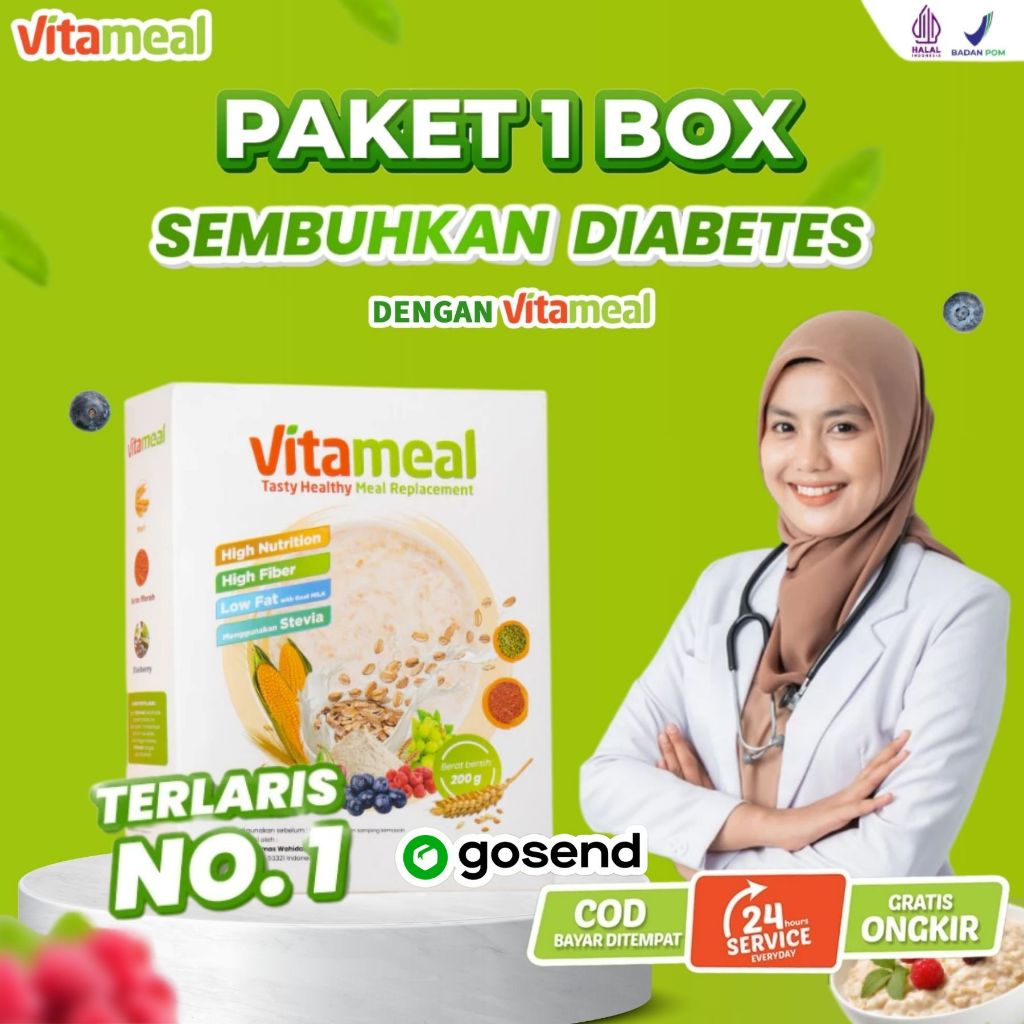 

VITAMEAL Paket 1 Box Sereal Sehat Multigrain Ampuh Menurunkan Gula Darah Tinggi Mencegah Diabetes Kolesterol Asam Lambung Maag VETAMEAL GERD