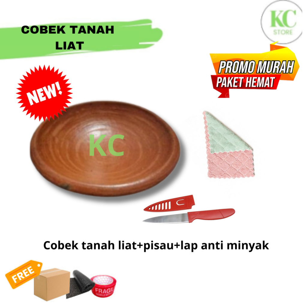 1Set Cobek Tanah Liat Coet Tanah Liat Set Ulekan Lumpang Tanah Liat
