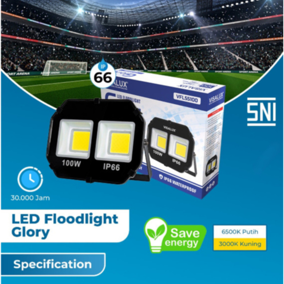 Lampu Sorot IP66 GLORY - VISALUX Flood Light Led 300W/400W/500W CDL GLORY IP66 VISALUX GLO-VFL