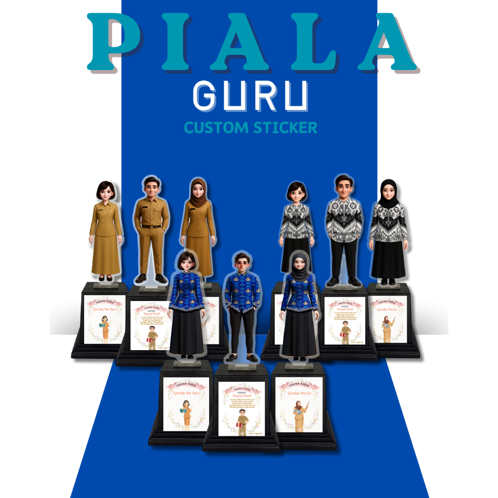 

Custom Sticker Tatakan Piala Akrilik Guru Hadiah Hari Guru Murah Perpisahan Sekolah Seragam Korpri