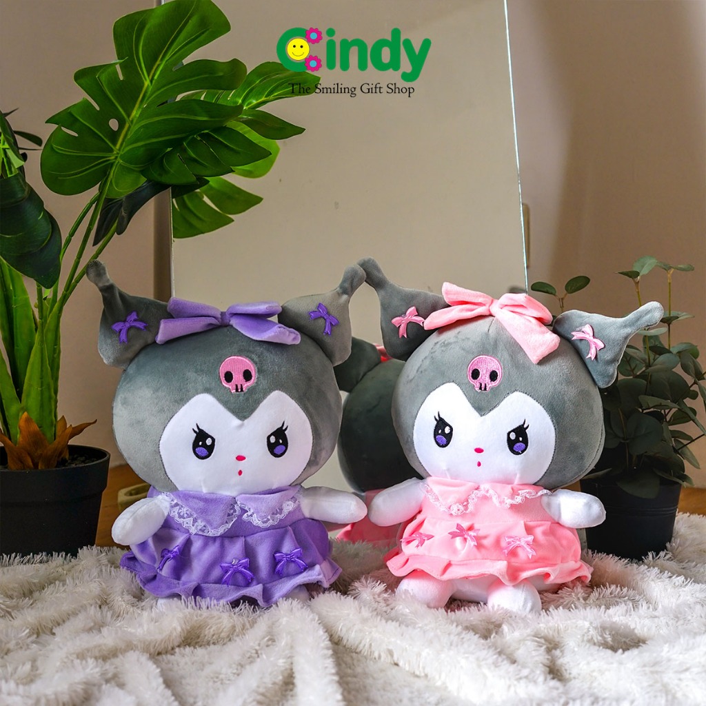Cindy Boneka Sanrio Kuromi Dress Plush Toy - Mainan Plushie Karaker Kuromi Rok Dress Halus Lembut