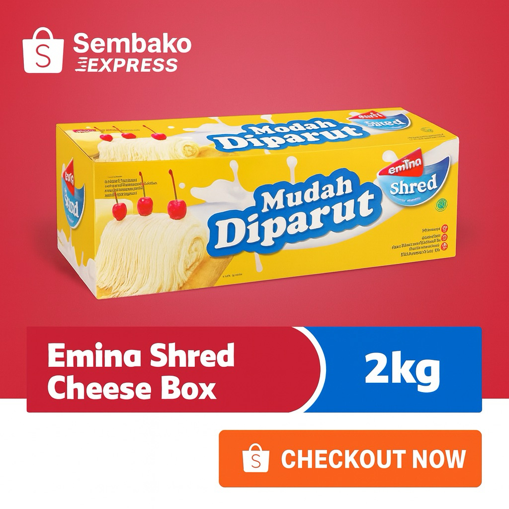 

Emina Shred Cheese 2kg – Keju Mudah Diparut untuk Roti, Kue, dan Masakan