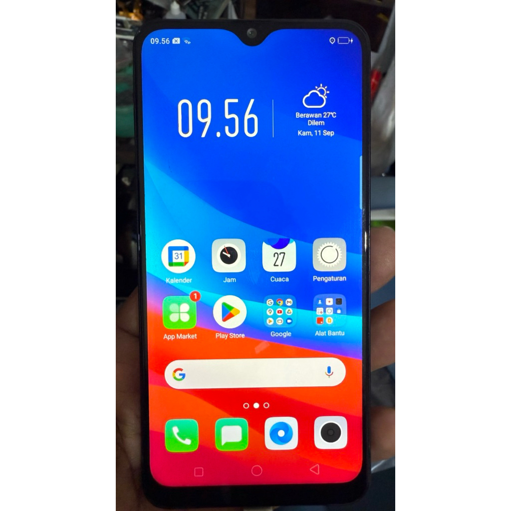 lcd touchscreen+frame oppo A7 original bawaan/copotan tested