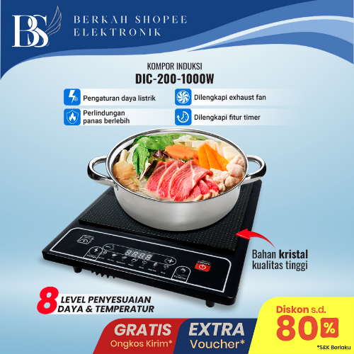 DENPOO KOMPOR LISTRIK INDUKSI TOUCH SCREEN LOWWATT  DIC 200-1000 dan DIC 200-1200