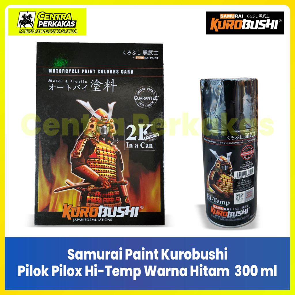 SAMURAI Cat Semprot Anti Panas Paint Kurobushi Pilok Pilox HiTemp Warna Hitam / Silver