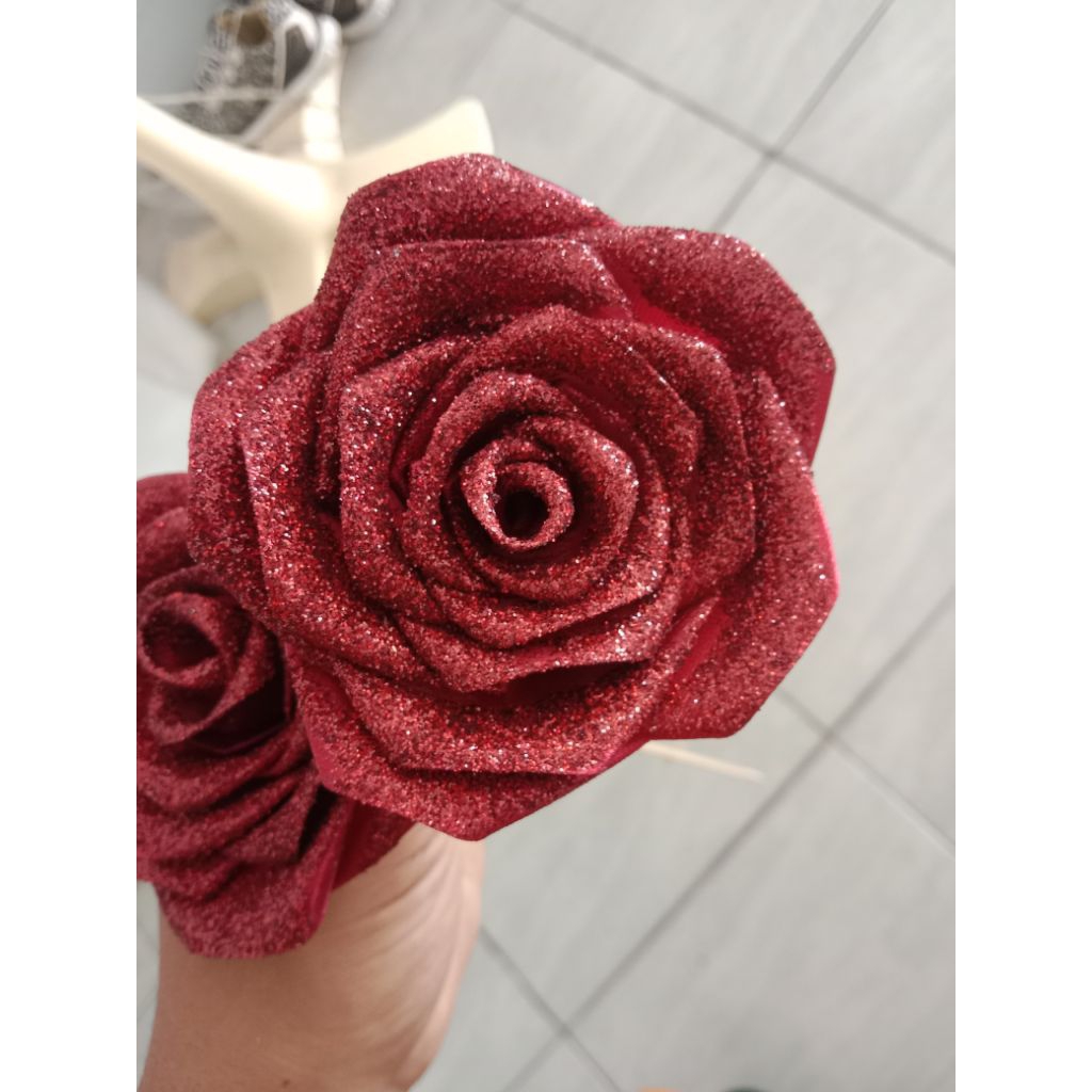 

Bunga pita satin glitter (bunga jadi) Bunga pita satin 4cm