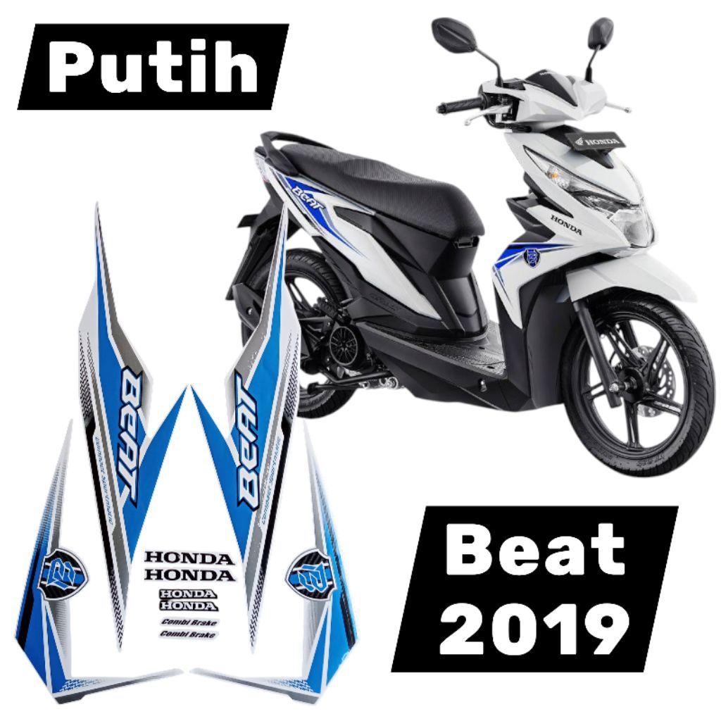 striping honda beat 2019 putih, lis motor honda beat 2019 putih