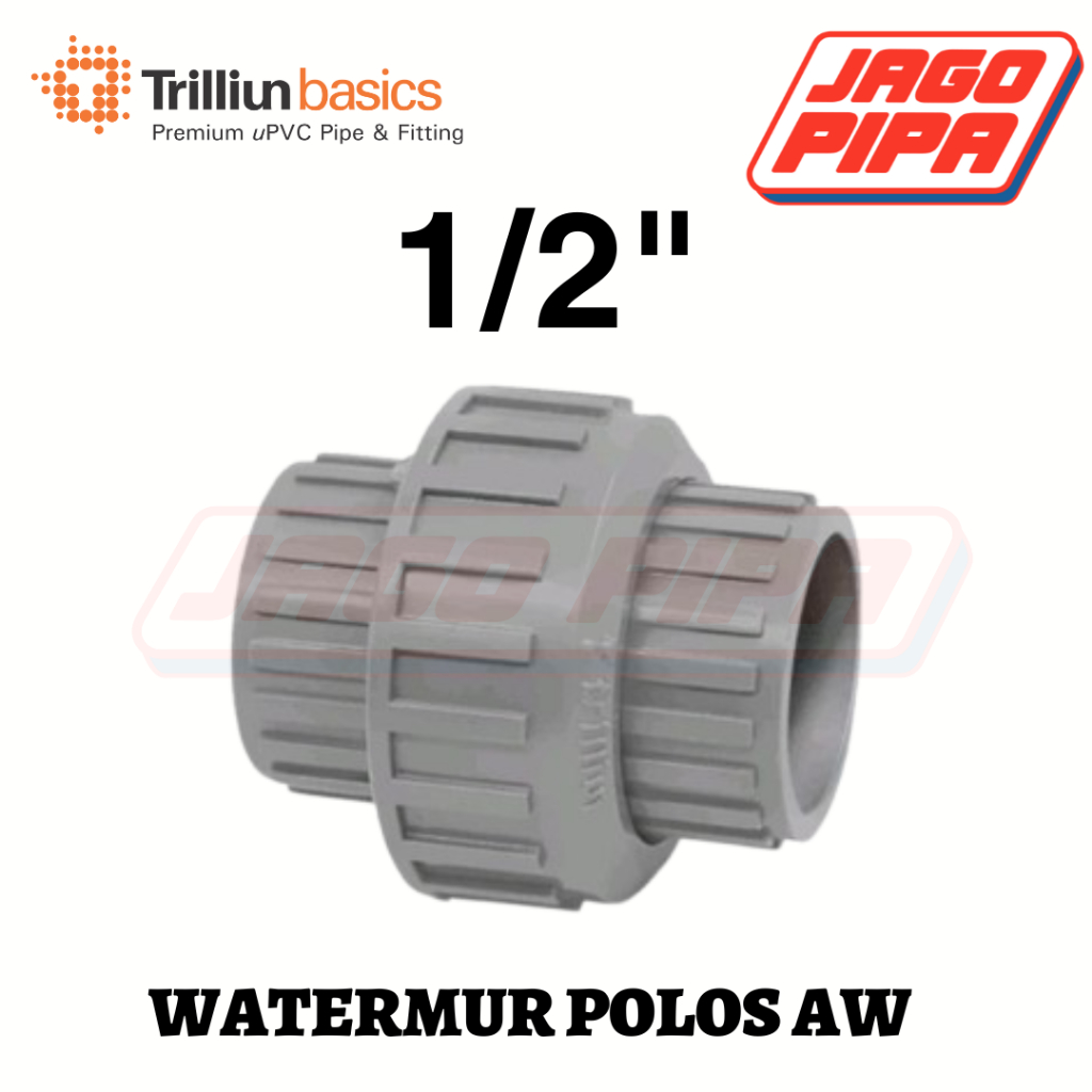 Trilliun Watermur 1/2 Inch Polos TS AW Water Moor Water Mur Union Socket Fitting PVC 1/2"
