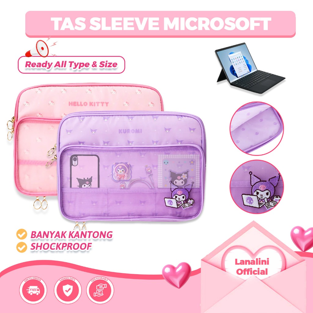 Tas Laptop Tablet Lucu Sleeve Case Microsoft Surface Pro 11 X 10 9 8 7 6 5 Go 1 2 3 4 10.5 11 12 13 