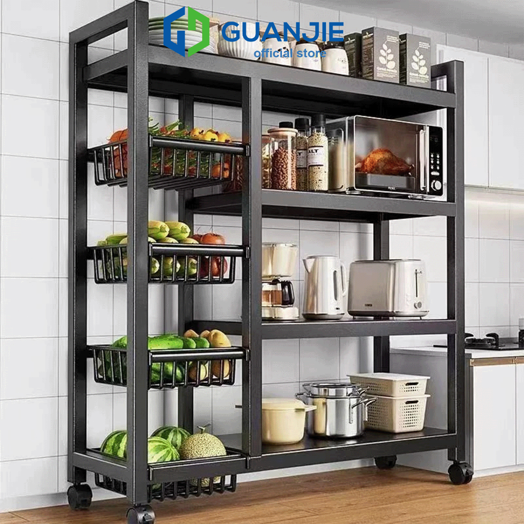 GUANJIE - Rak Dapur 5 Susun Minimalis/Rak Oven Microwave/Rak Kabinet Dapur/Rak Bumbu/Rak Penyimpanan