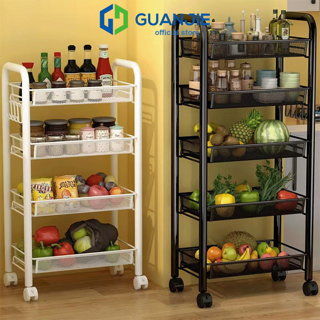 GUANJIE - Rak Troli 3 /4 /5 Susun Rak Lantai Beroda Rak Penyimpanan Serbaguna Rak salon Rak dorong R