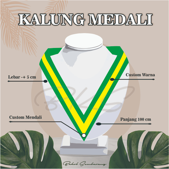 KALUNG GORDON/MEDALI/WISUDA CUSTOM HIJAU STRIP KUNING