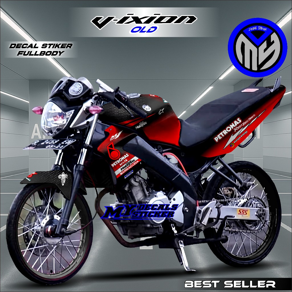 Decal Stiker Yamaha Vixion Old Full body - Sticker Variasi Motor Vixion Lama Motif Racing Petronas