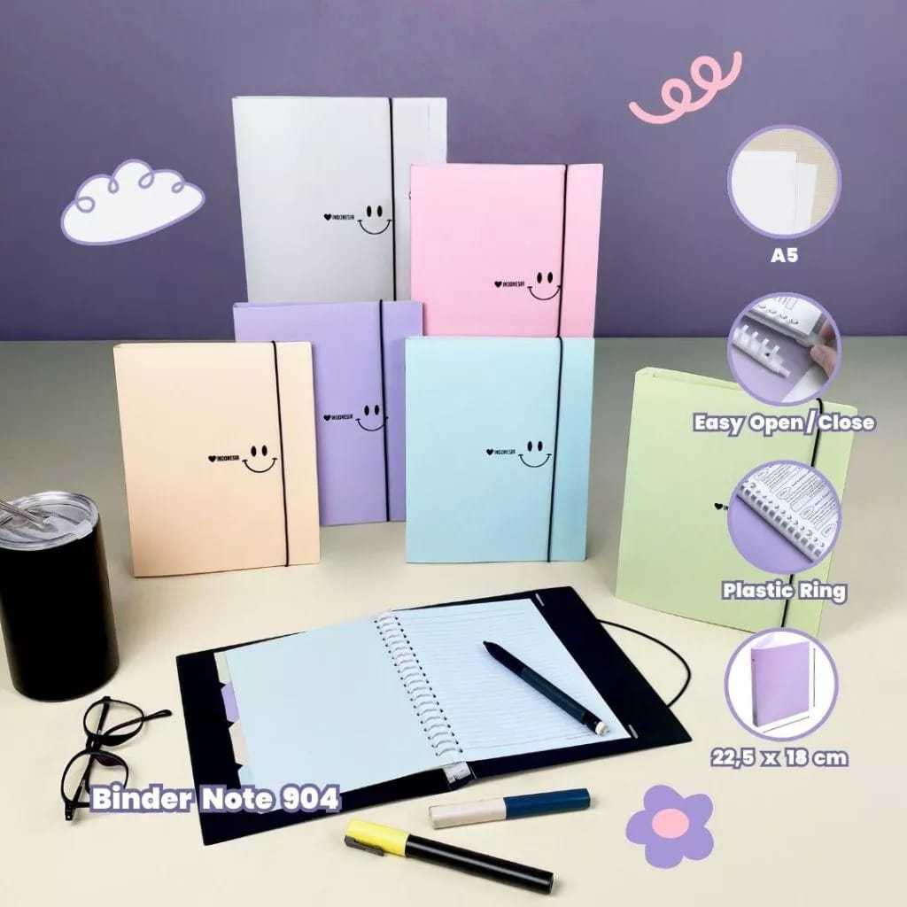 

1 PCS TOPLA BINDER NOTE A5 PASTEL 904 RING PLASTIK TERLARIS