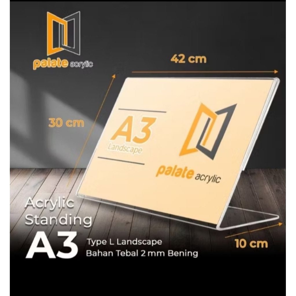 Akrilik Brosur A3 Landscape/akrilik Daftar menu A3