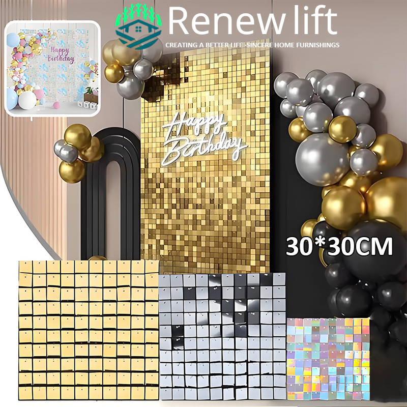 30x30 Sequin Panel Backdrop Tile Wall/Backdrop Dinding Pesta Ulang Tahun Pernikahan Lamaran Dekorasi