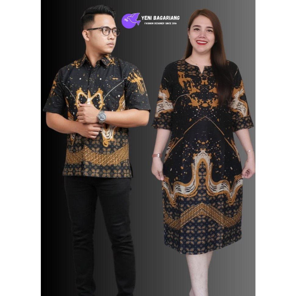 COUPLE BATIK TUNIK DRESS JEPARA TEBAL PREMIUM YENI BAGARIANG - BAHAN TEBAL JAHITAN BUTIK TENUN TROSO