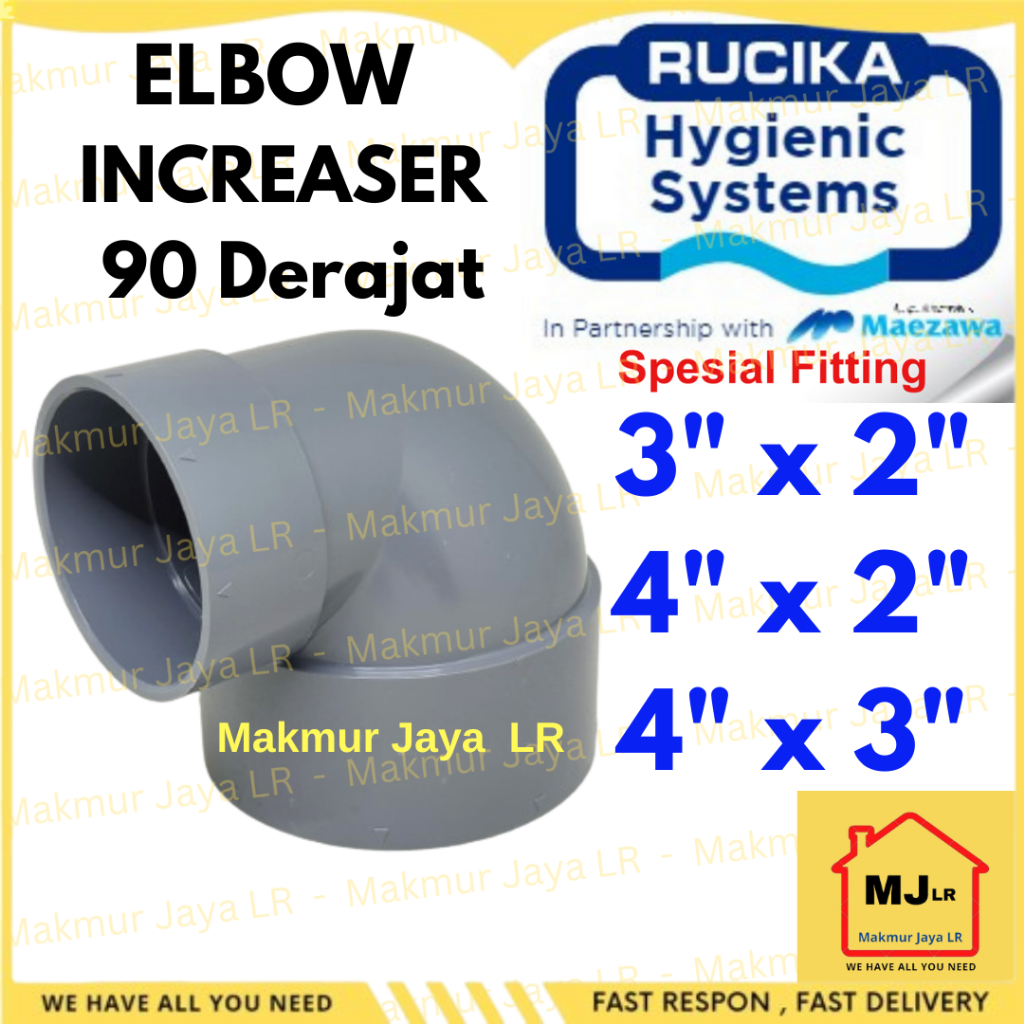 Elbow Increaser 3x2 4x2 4x3 inch PVC RUCIKA Reducer Knee Reducing Keni L 90 derajat Kni Knie Knee 3"