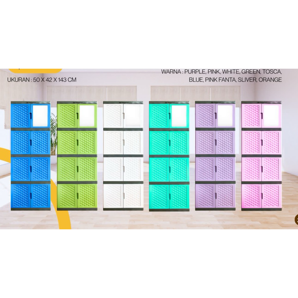 LEMARI PLASTIK 4 SUSUN LEMARI BAJU / LEMARI PAKAIAN PLASTIK FAWSLINE