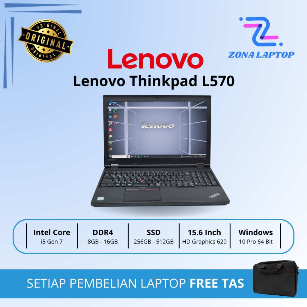 Lenovo Thinkpad L570 i5 Gen 7 | DDR4 8GB / SSD 256GB | SECOND | MURAH | BERKUALITAS