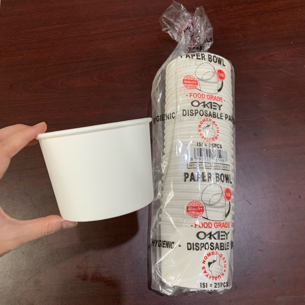 (ISI 25PCS) OAKEY PAPER BOWL 500ML/CUP BOWL 500ML (belum include tutup)
